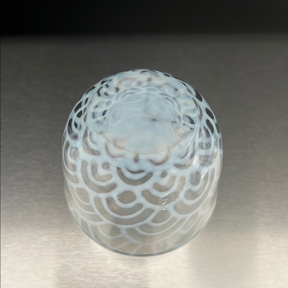 Taisho Roman Milk Glass Cold Tea Glass Cup "Nami" - Picture 7 of 9